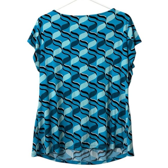 Worthington Women Size OX Short Sleeve Runched Round Neck Blouse Lightweight - Picture 2 of 7